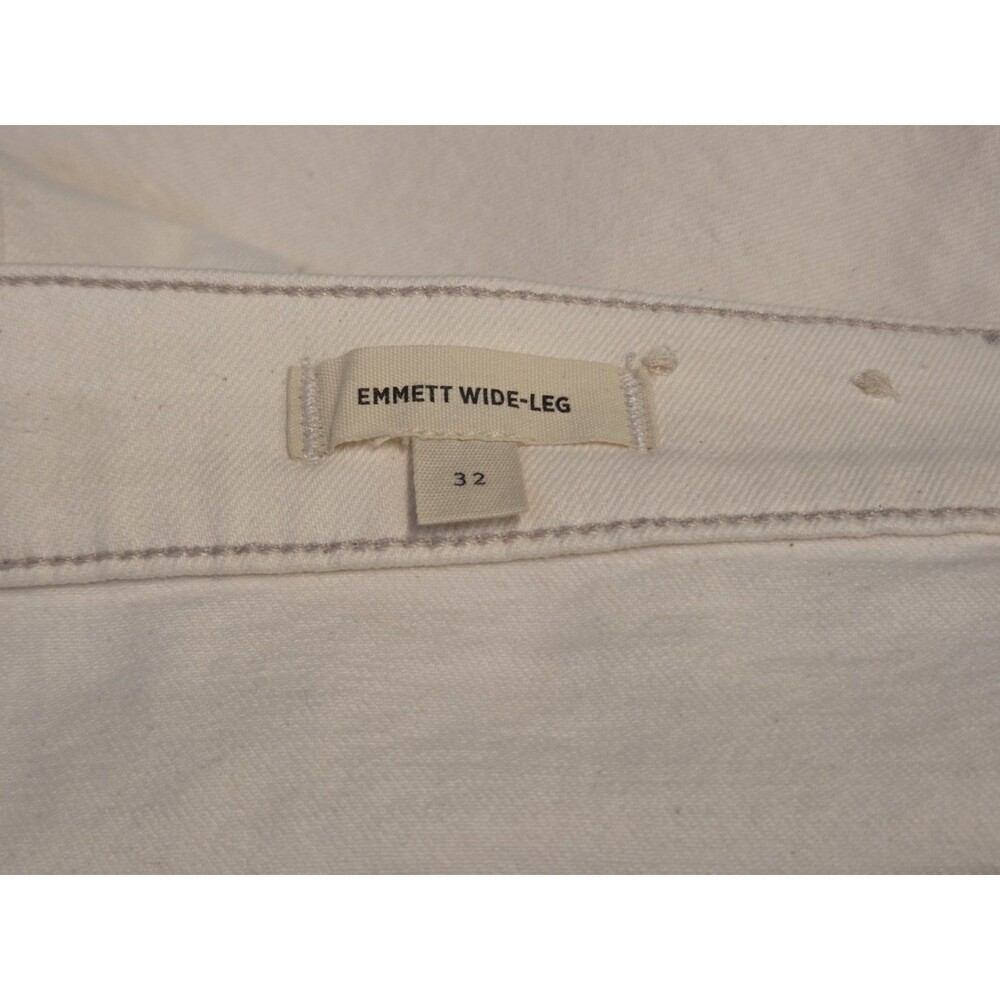 Madewell Emmett Wide Leg Jeans Patch Pocket Ivory 32 High Rise Raw Edge Hem Read - Picture 6 of 13
